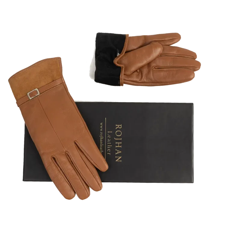 Womens Leather Gloves Code 2514J Honey Color High Angle copy
