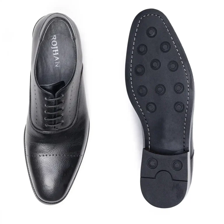 Mens Leather Oxford Shoes Code 7164F Black Color Detail Shot copy