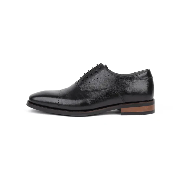 Mens Leather Oxford Shoes Code 7164F Black Color Side Shot copy