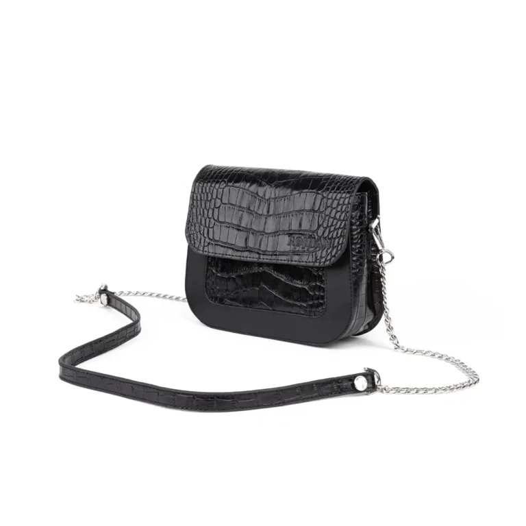 Womens Leather Croco CrossBody Code 9503A Black Color Variety Angles copy