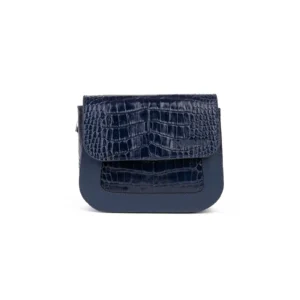 Womens Leather Croco CrossBody Code 9503A Navy Blue Color Front View copy