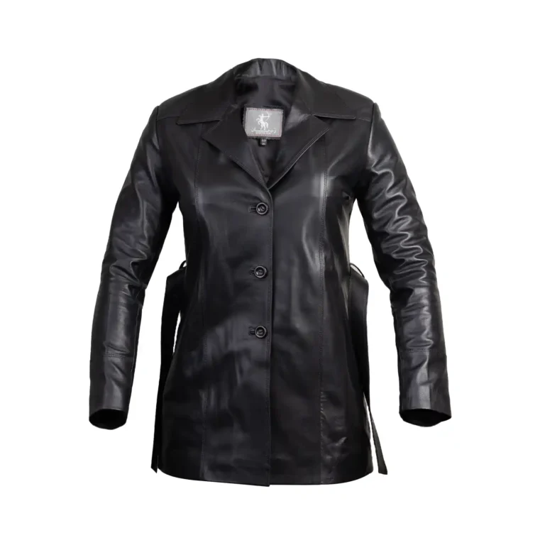 Womens Leather Jacket Code 2311J Black Color Front Shot copy