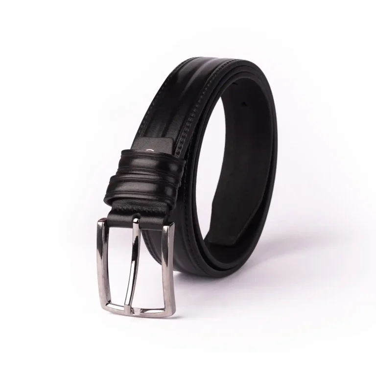 Mens Leather Belt Code 6109A Black Color Front View copy