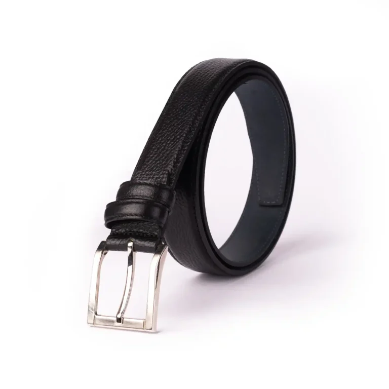 Mens Leather Belt Code 6138B Black Color Front View copy