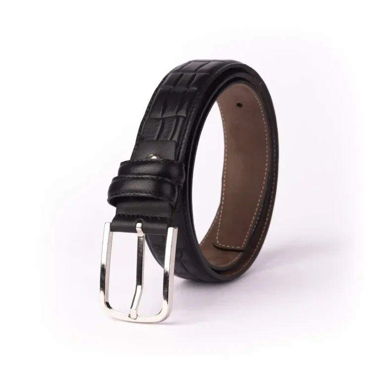 Mens Leather Belt Code 6144A Black Color Front View copy