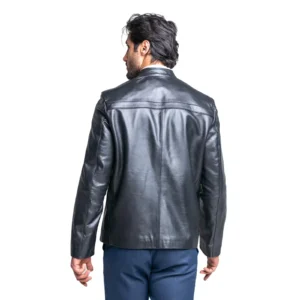 Mens Leather Jacket Code 2106J Black Color Back Shot copy