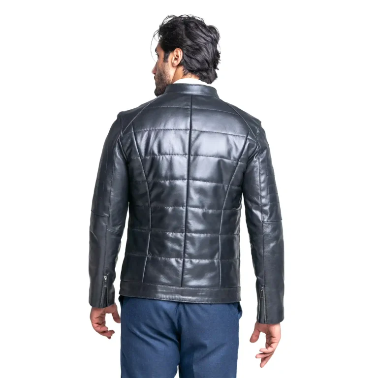 Mens Leather Jacket Code 2109J Black Color Back Shot copy