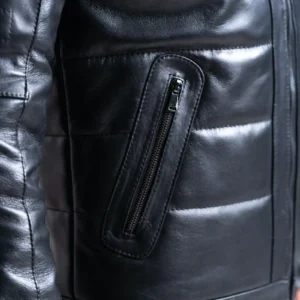 Mens Leather Jacket Code 2109J Black Color Detail Shot copy