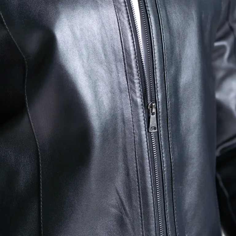 Mens Leather Jacket Code 2110J Black Color Detail Shot copy