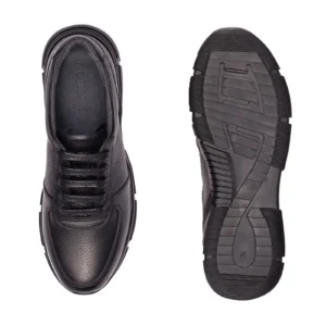 Mens Leather Sneakers Code 7182B Black Color Detail Shot Floater copy