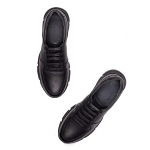Mens Leather Sneakers Code 7182B Black Color High Angle Floater copy