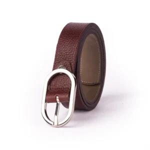 Womens Leather Belt Code 6142B Crimson Color Front View copy