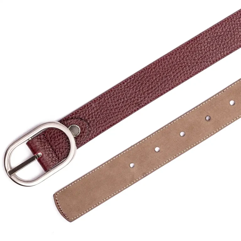 Womens Leather Belt Code 6142B Crimson Color High Angle View copy