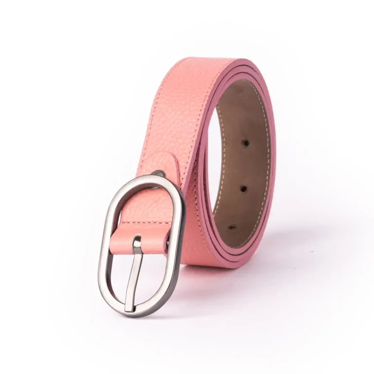 Womens Leather Belt Code 6142B Dark Pink Color Front View copy