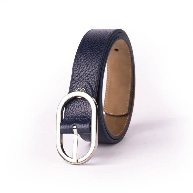 Womens Leather Belt Code 6142B Navy Blue Color Front View copy