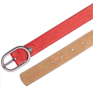 Womens Leather Belt Code 6142B Red Color High Angle View copy