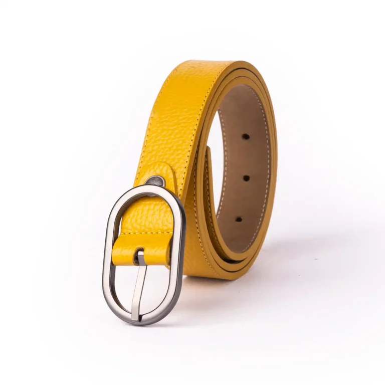 Womens Leather Belt Code 6142B Yellow Color Front View copy