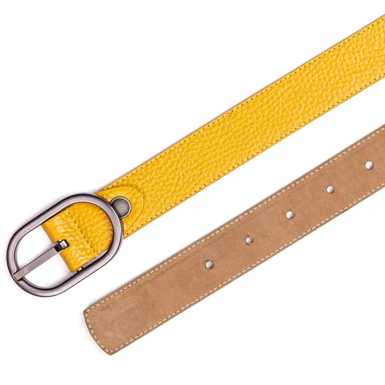 Womens Leather Belt Code 6142B Yellow Color High Angle View copy