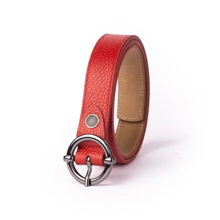 Womens Leather Belt Code 6142D Red Color Front View copy