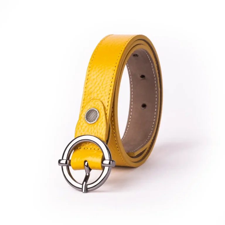 Womens Leather Belt Code 6142D Yellow Color Front View copy