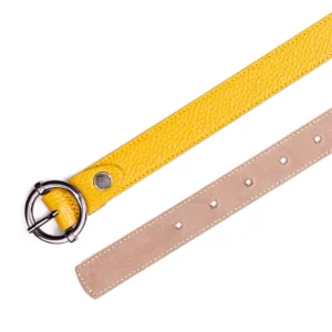 Womens Leather Belt Code 6142D Yellow Color High Angle View copy