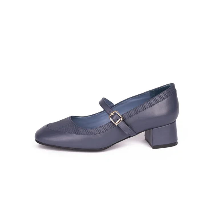 Womens Leather Casual Shoes Code 5230A NavyBlue Color Side Shot copy