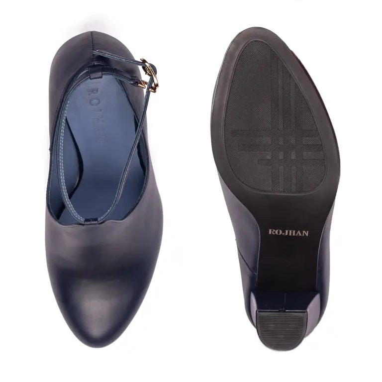 Womens Leather High heel Shoes Code 5180B NavyBlue Color High Angle copy
