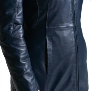 Womens Leather Jacket Code 2301J Navy Blue Color Detail Shot copy