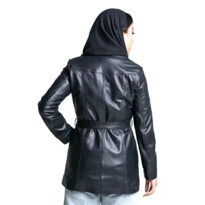 Womens Leather Jacket Code 2311J Black Color Back Shot copy