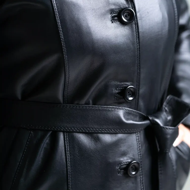 Womens Leather Jacket Code 2311J Black Color Detail Shot copy