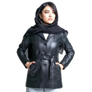 Womens Leather Jacket Code 2311J Black Color Front Shot copy