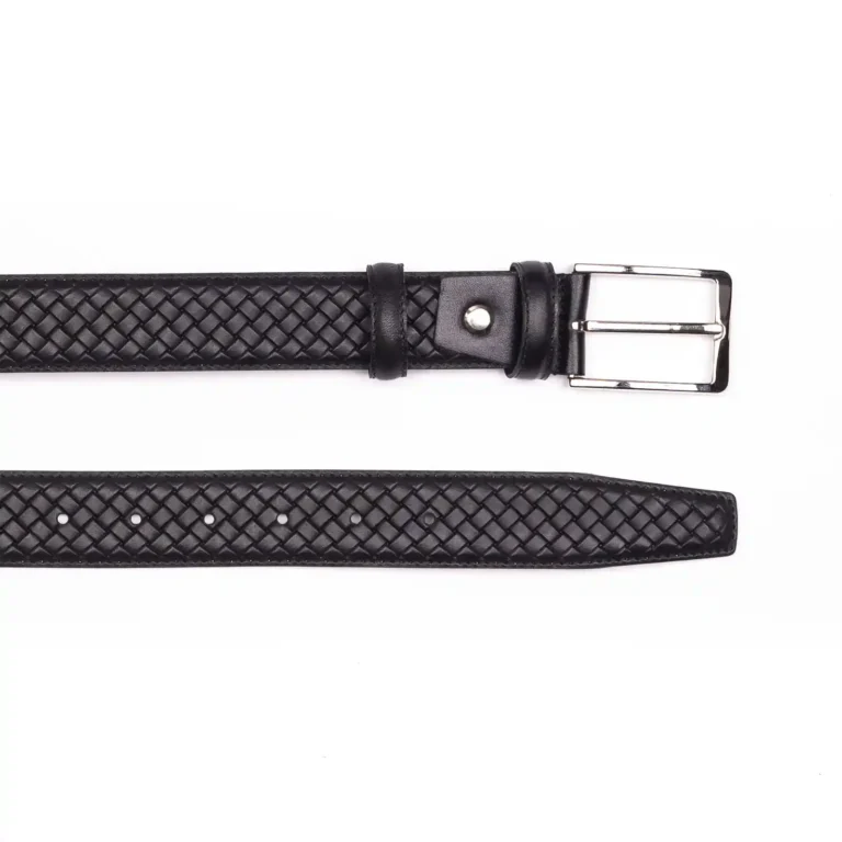 Men s Leather Belt Code 6103B Black Color High Angle View copy 2