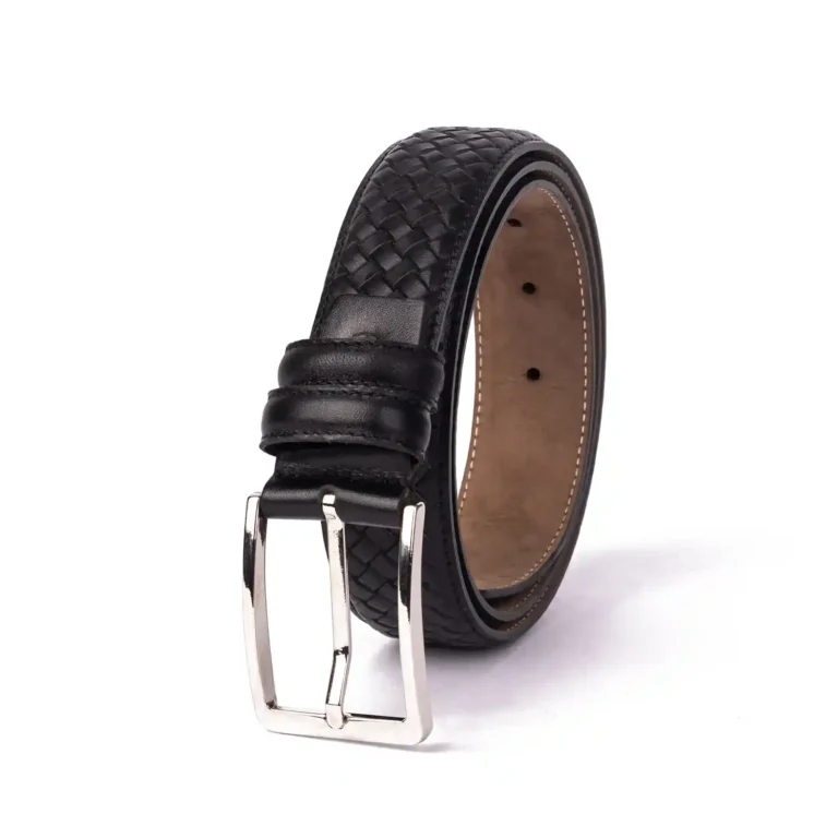 Men s Leather Belts Code 6103B Black Color Front View copy 2