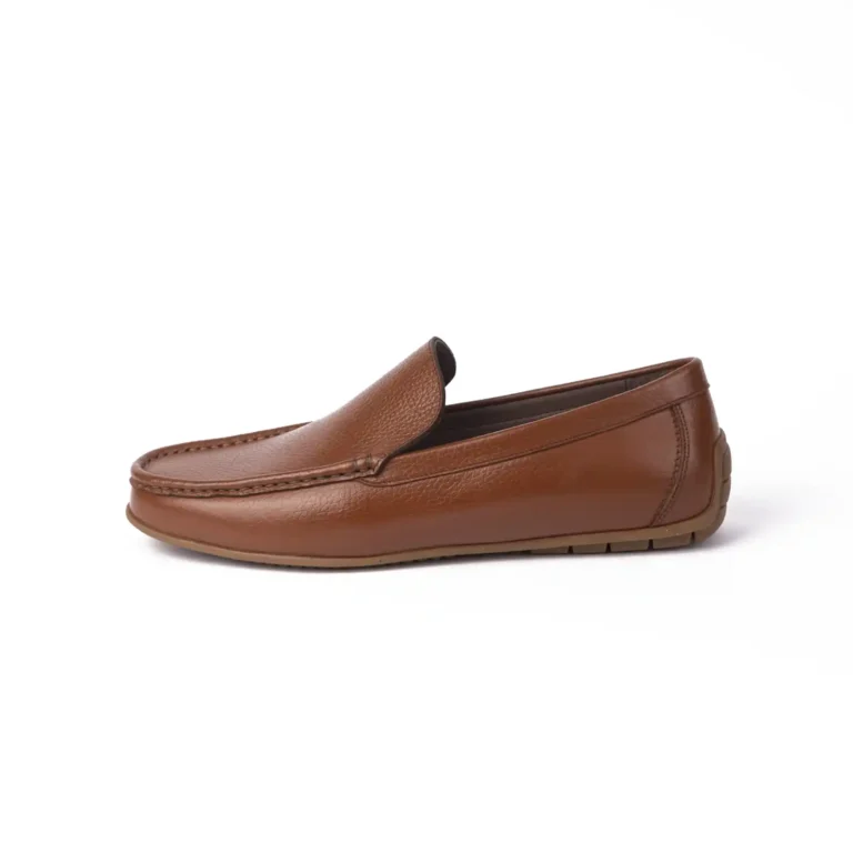Men s Leather Loafers Shoes Code 7136E Honey Color Side Shot copy
