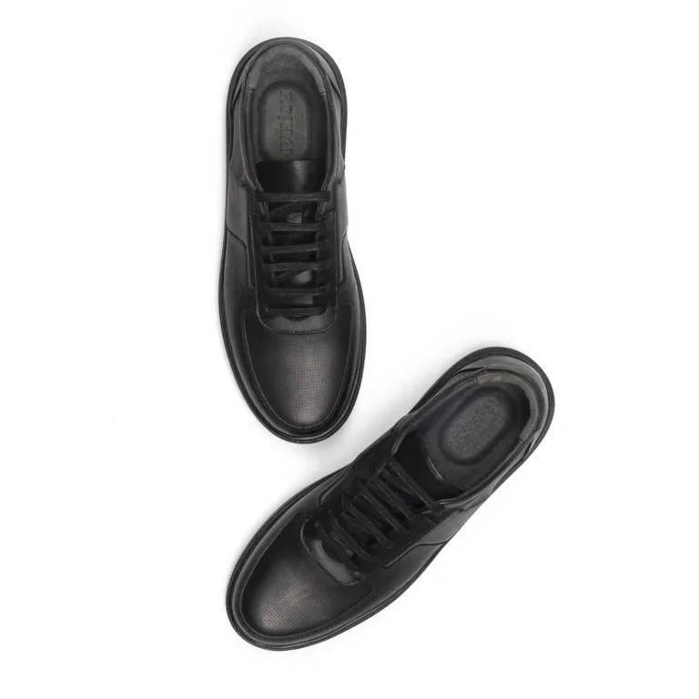 Men s Leather Sneakers Code 7177E Black Color High Angle Shot.jpg copy
