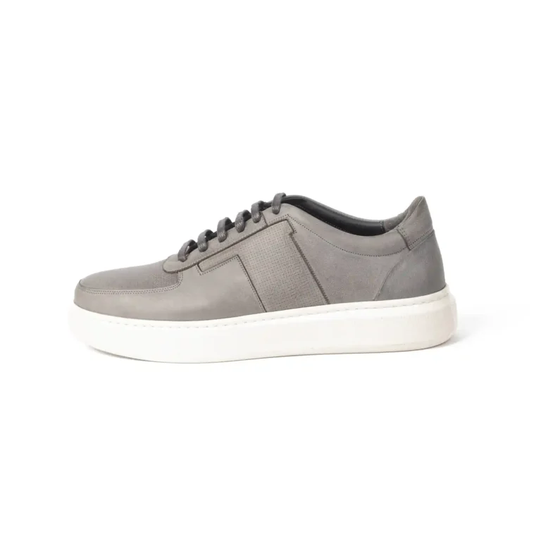 Men s Leather Sneakers Code 7177E Gray Color Side Shot copy