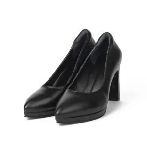 Women s Leather High heel Shoes Code 5066A Black Color Shot copy
