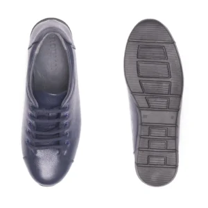 Women s Leather Sneakers Shoes Code 5010D Navy Blue Color Detail Shot copy