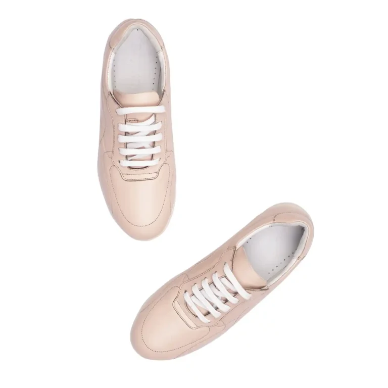 Women s Leather Sneakers Shoes Code 5228E Pink Color High Angle Shot copy