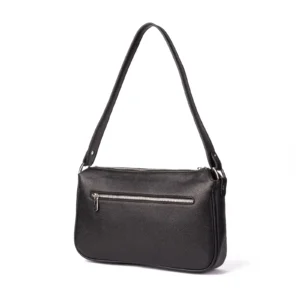 Womens Leather Shoulder Bag Code 9507B Black Back View copy