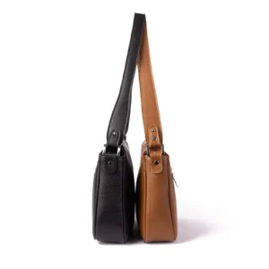 Womens Leather Shoulder Bag Code 9507B BlackHoney Side View copy