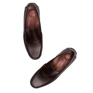 Men s Leather Loafers Shoes Code 7136E Brown Color High Angle copy