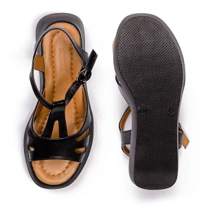 Women s Leather Sandals Code 5238C Black Color Detail Shot copy