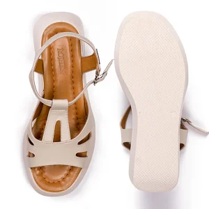Women s Leather Sandals Code 5238C Cream Color Detail Shot copy