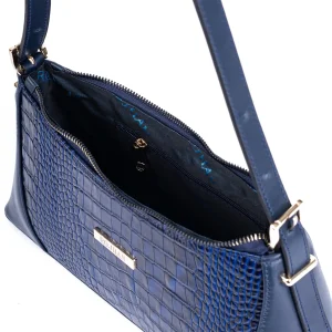 Women s Leather ShoulderBag Code 9253A NavyBlue Color Detail View copy