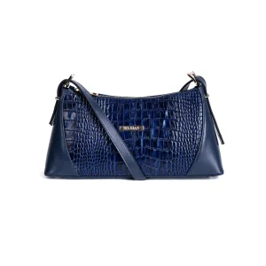 Women s Leather ShoulderBag Code 9253A NavyBlue Color Front View copy