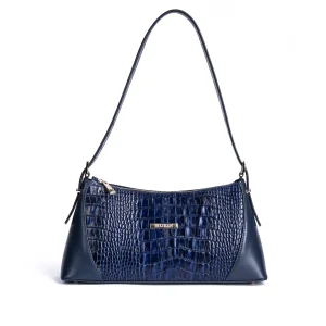 Women s Leather ShoulderBag Code 9253A NavyBlue Color Front View1 copy