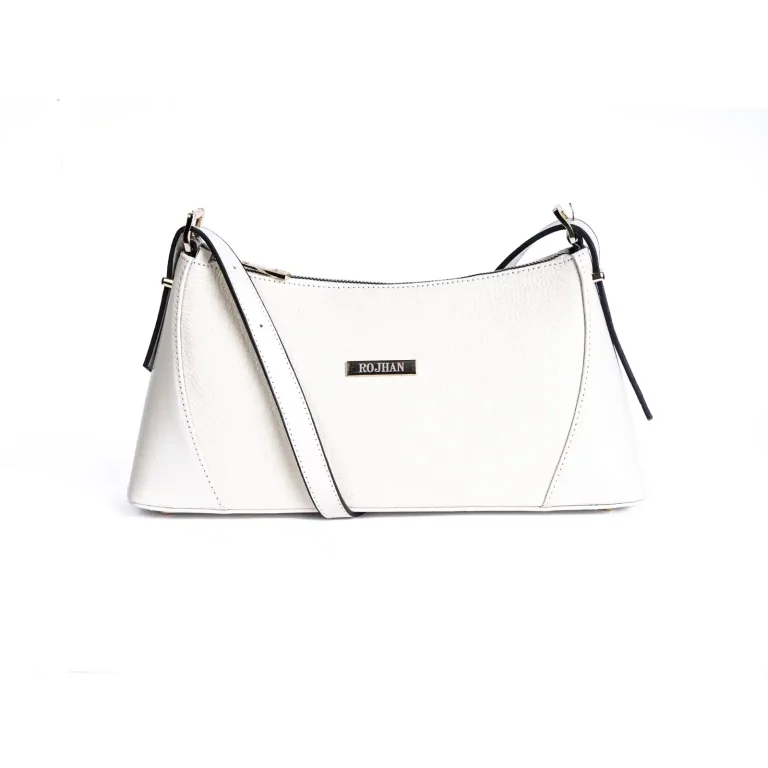 Women s Leather ShoulderBag Code 9253A White Color Front View copy