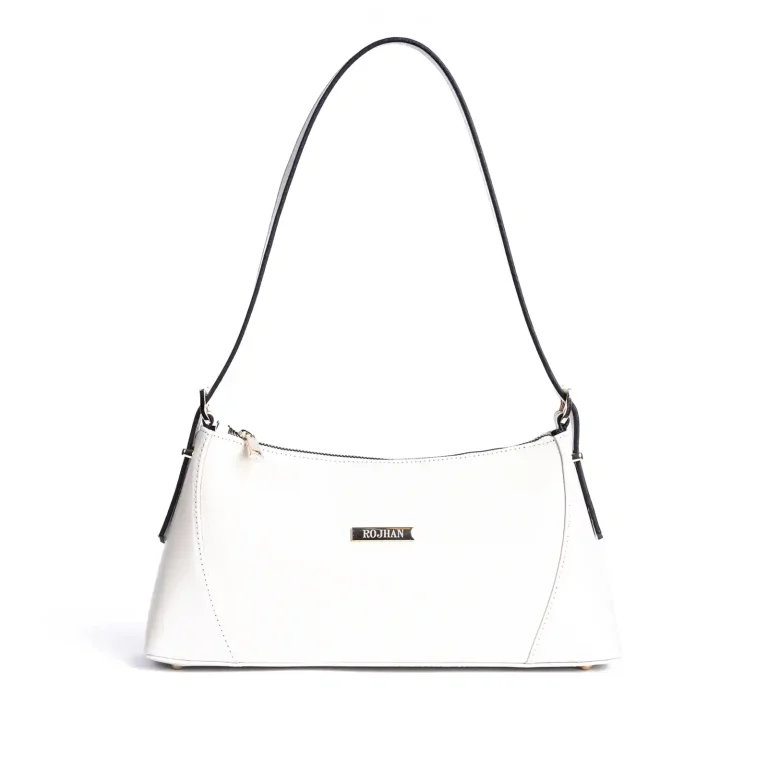 Women s Leather ShoulderBag Code 9253A White Color Front View1 copy
