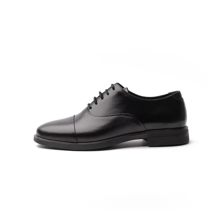 Mens Leather Casual Shoes Code 7144C Black Color Side Shot copy